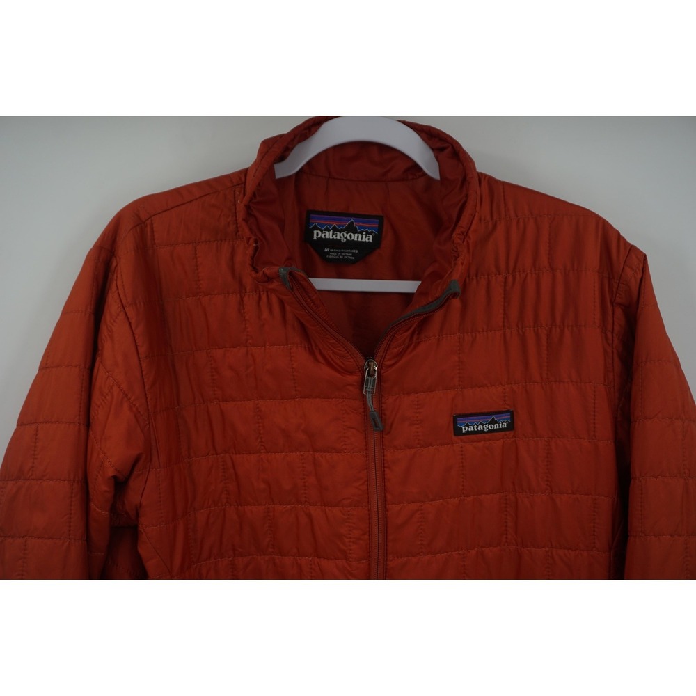Patagonia Jacket Orange Quilted PrimaLoft Insulated Full Zip Hiking Men's Medium